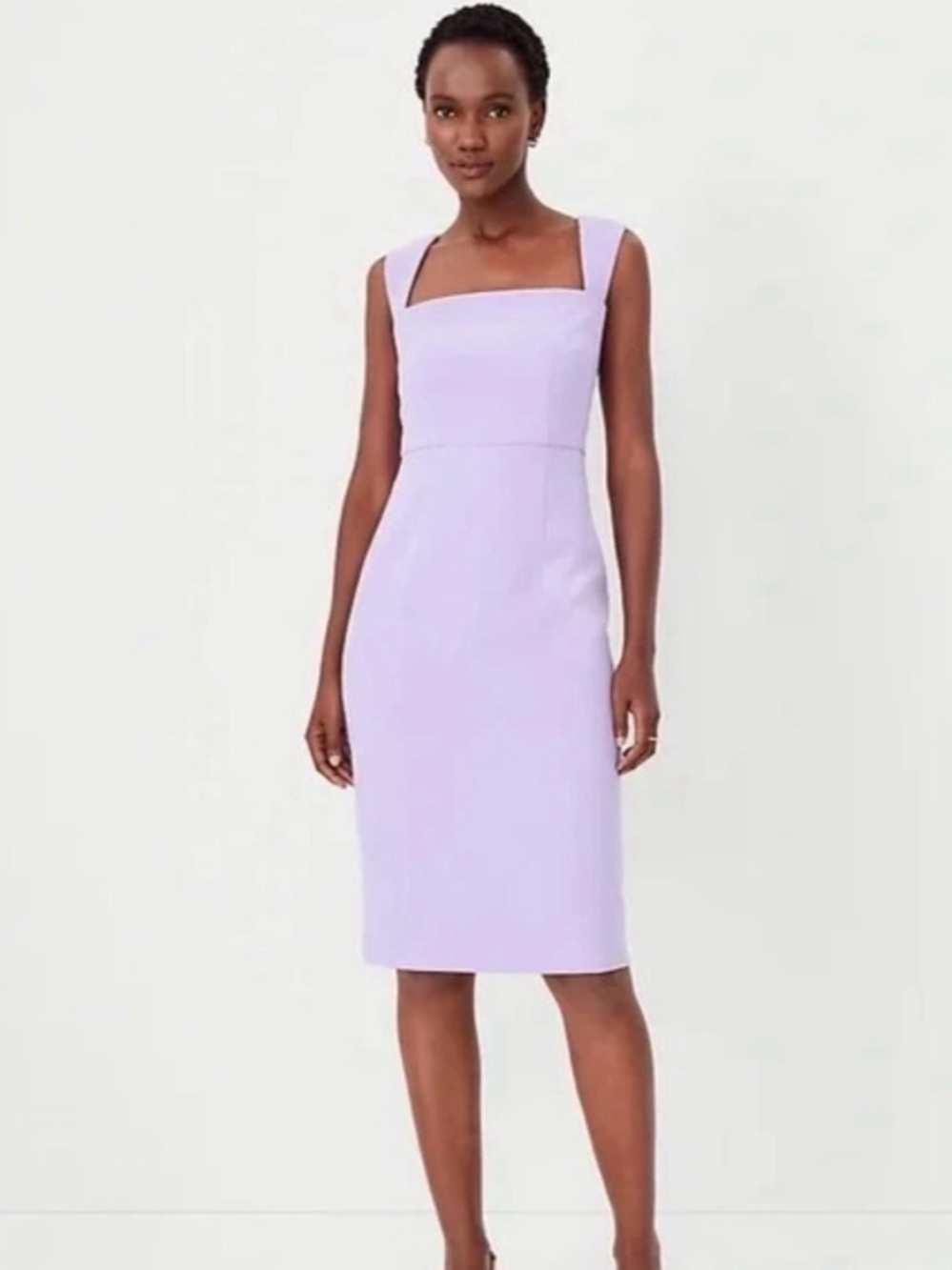 Ann Taylor Lavender Square-Neck Sleeveless Sheath Dress
